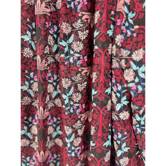 Daniel Rainn Womens Floral Print 3/4 Sleeve Blouse Size Extra Small Black & Burg - Picture 11 of 14